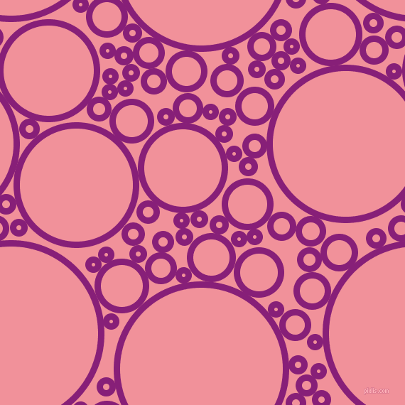 bubbles, circles, sponge, big, medium, small, 9 pixel line width, Dark Purple and Wewak circles bubbles sponge soap seamless tileable