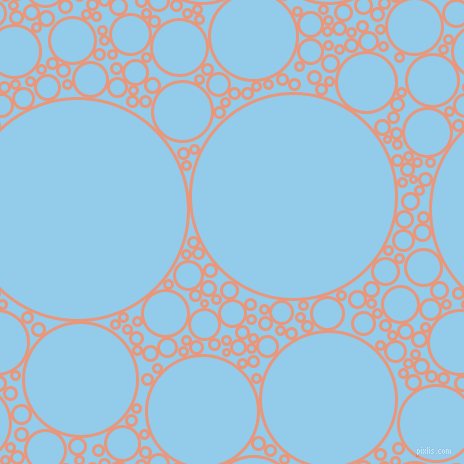 bubbles, circles, sponge, big, medium, small, 3 pixel line width, Dark Salmon and Cornflower circles bubbles sponge soap seamless tileable