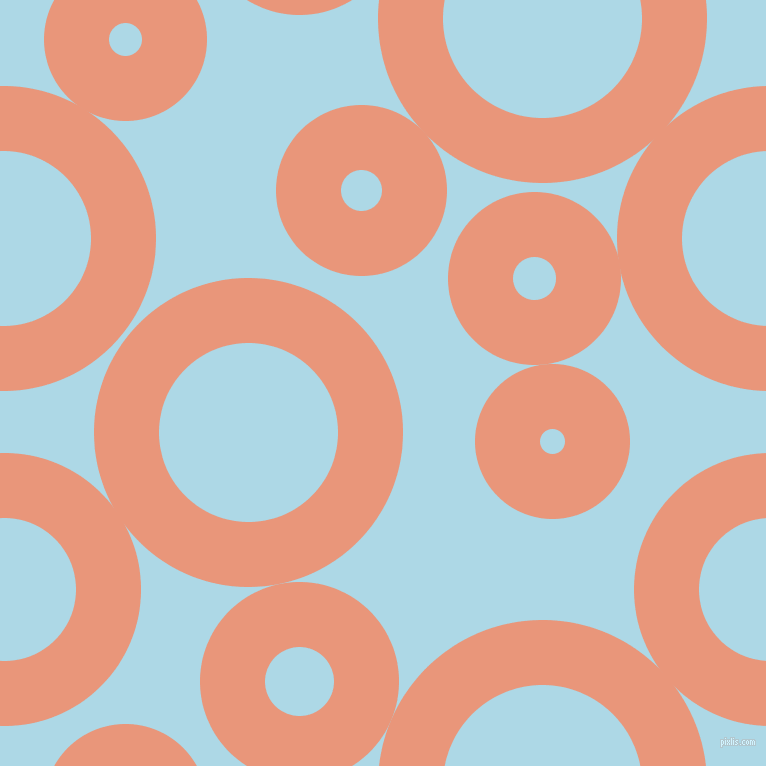 bubbles, circles, sponge, big, medium, small, 65 pixel line width, Dark Salmon and Light Blue circles bubbles sponge soap seamless tileable