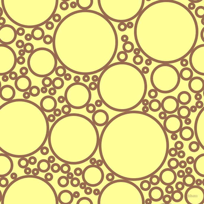 bubbles, circles, sponge, big, medium, small, 9 pixel line width, Dark Tan and Canary circles bubbles sponge soap seamless tileable