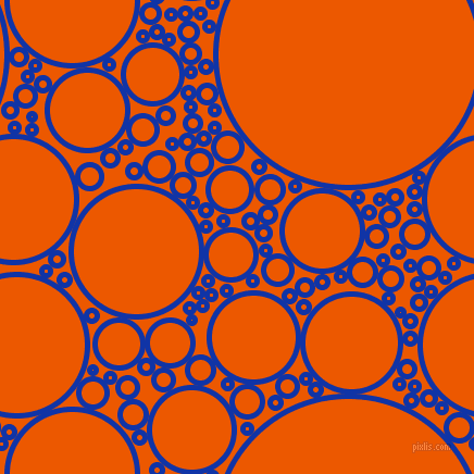bubbles, circles, sponge, big, medium, small, 5 pixel line width, Egyptian Blue and Persimmon circles bubbles sponge soap seamless tileable