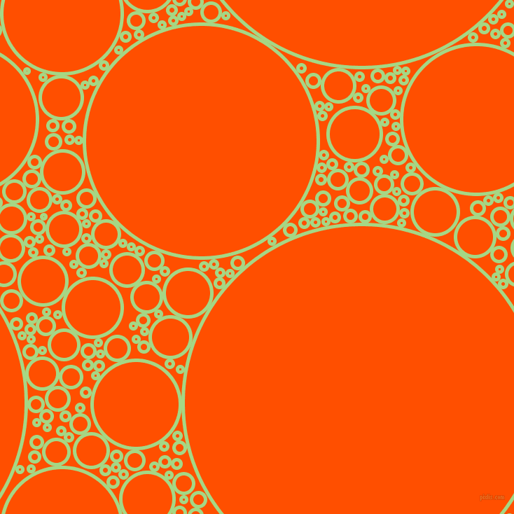 bubbles, circles, sponge, big, medium, small, 5 pixel line width, Feijoa and International Orange circles bubbles sponge soap seamless tileable