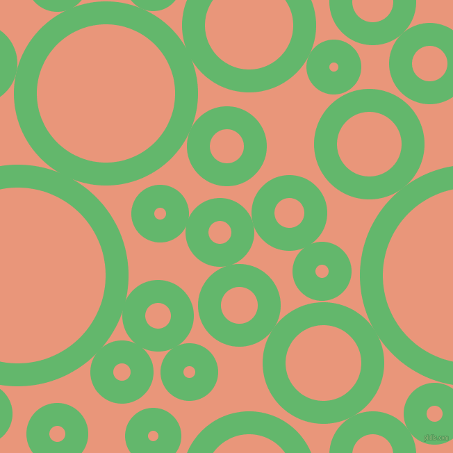 bubbles, circles, sponge, big, medium, small, 33 pixel line width, Fern and Dark Salmon circles bubbles sponge soap seamless tileable
