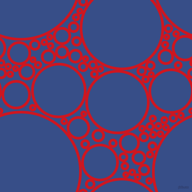 bubbles, circles, sponge, big, medium, small, 9 pixel line width, Fire Engine Red and Tory Blue circles bubbles sponge soap seamless tileable