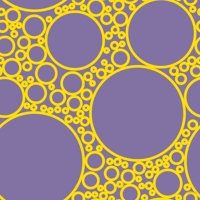 bubbles, circles, sponge, big, medium, small, 9 pixel line width, Golden Yellow and Deluge circles bubbles sponge soap seamless tileable