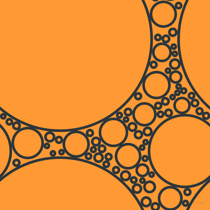 bubbles, circles, sponge, big, medium, small, 9 pixel line width, Gunmetal and Neon Carrot circles bubbles sponge soap seamless tileable