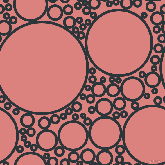bubbles, circles, sponge, big, medium, small, 9 pixel line width, Gunmetal and Sea Pink circles bubbles sponge soap seamless tileable