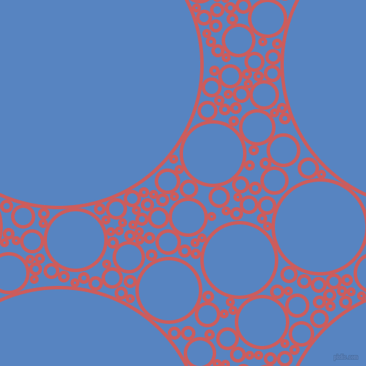 bubbles, circles, sponge, big, medium, small, 5 pixel line width, Indian Red and Havelock Blue circles bubbles sponge soap seamless tileable