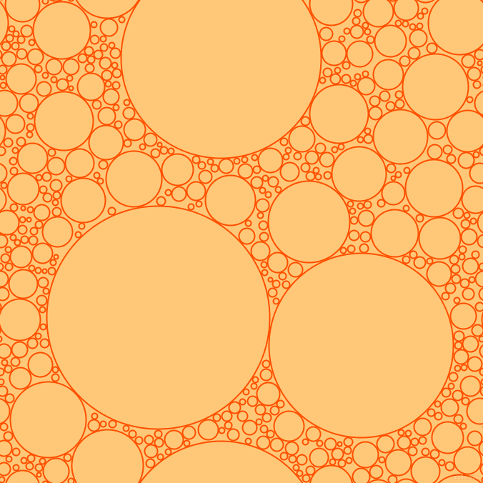 bubbles, circles, sponge, big, medium, small, 2 pixel line width, International Orange and Chardonnay circles bubbles sponge soap seamless tileable