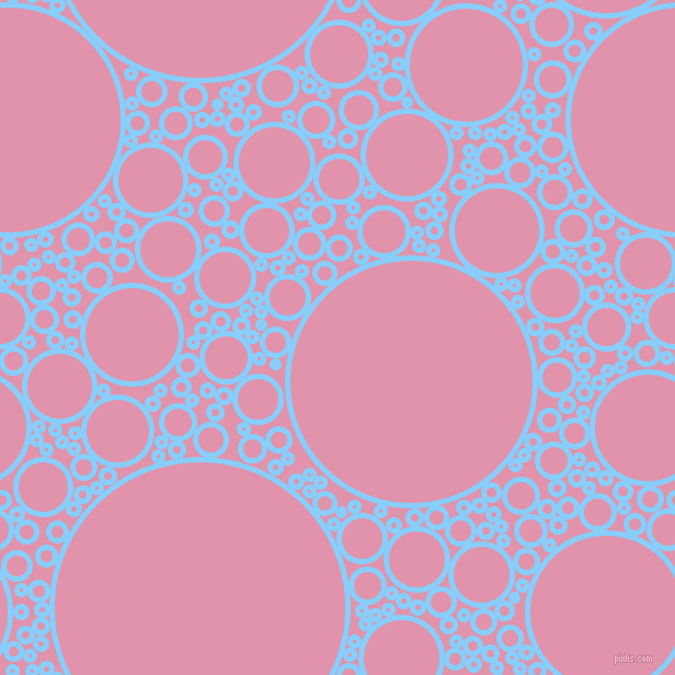 bubbles, circles, sponge, big, medium, small, 5 pixel line width, Light Sky Blue and Kobi circles bubbles sponge soap seamless tileable