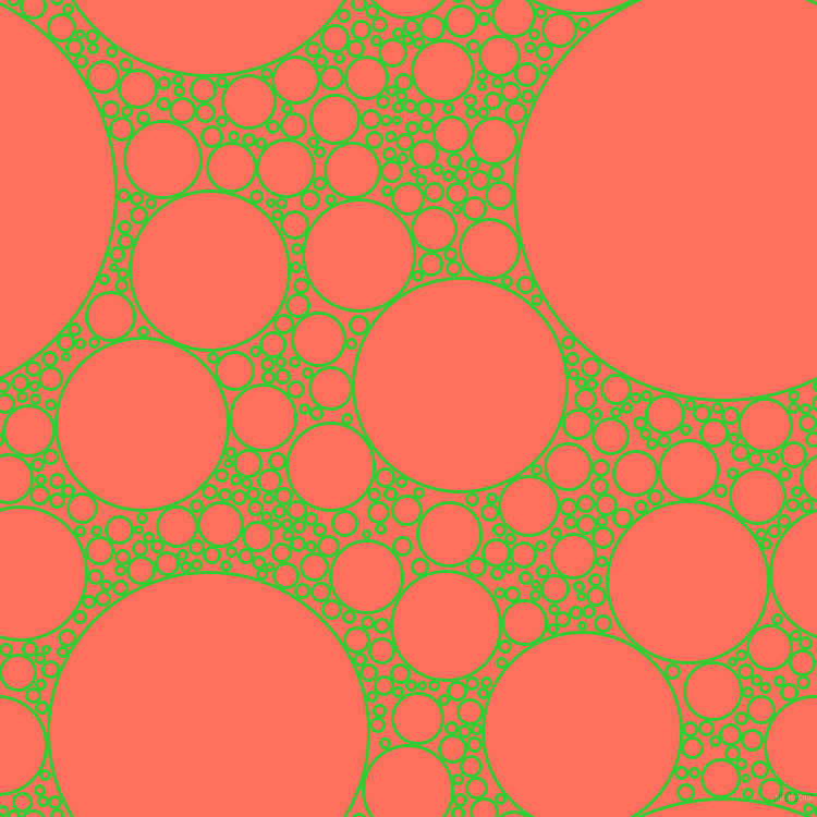 bubbles, circles, sponge, big, medium, small, 3 pixel line width, Lime Green and Bittersweet circles bubbles sponge soap seamless tileable