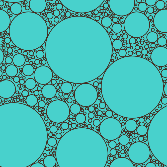 bubbles, circles, sponge, big, medium, small, 3 pixel line width, Morocco Brown and Medium Turquoise circles bubbles sponge soap seamless tileable