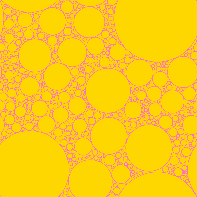 bubbles, circles, sponge, big, medium, small, 2 pixel line width, Neon Pink and Gold circles bubbles sponge soap seamless tileable