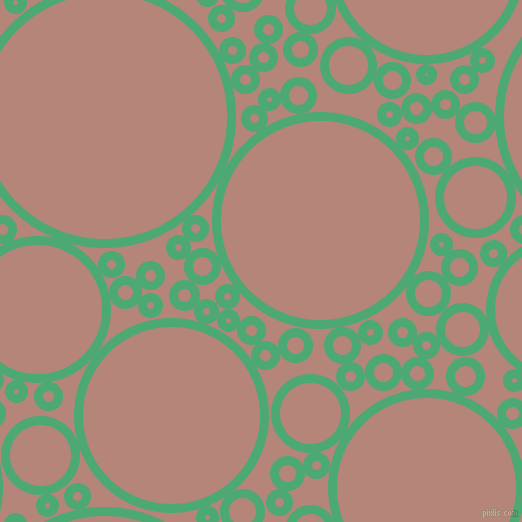 bubbles, circles, sponge, big, medium, small, 9 pixel line width, Ocean Green and Brandy Rose circles bubbles sponge soap seamless tileable