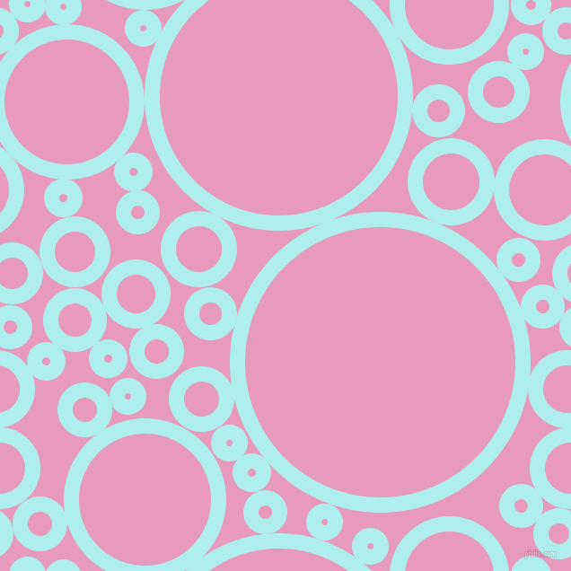 bubbles, circles, sponge, big, medium, small, 17 pixel line width, Pale Turquoise and Shocking circles bubbles sponge soap seamless tileable
