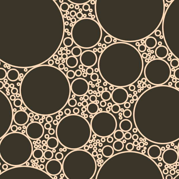bubbles, circles, sponge, big, medium, small, 5 pixel line width, Peach Puff and Graphite circles bubbles sponge soap seamless tileable