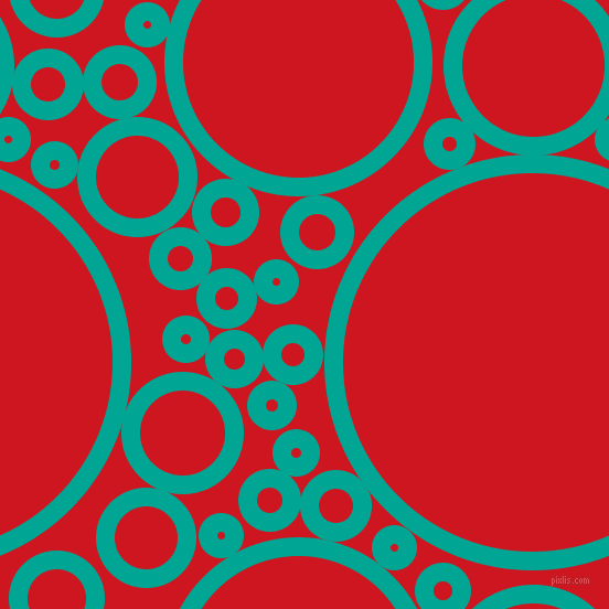bubbles, circles, sponge, big, medium, small, 17 pixel line width, Persian Green and Fire Engine Red circles bubbles sponge soap seamless tileable