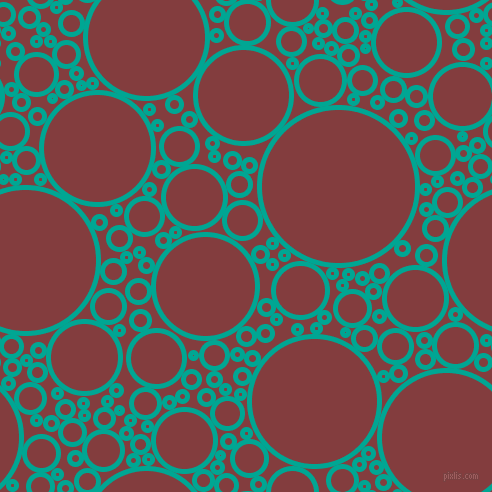 bubbles, circles, sponge, big, medium, small, 5 pixel line width, Persian Green and Stiletto circles bubbles sponge soap seamless tileable