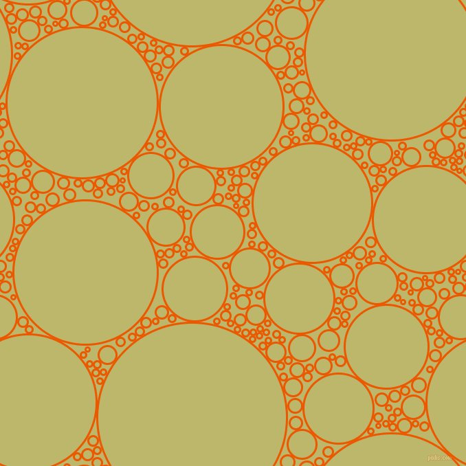 bubbles, circles, sponge, big, medium, small, 3 pixel line width, Persimmon and Dark Khaki circles bubbles sponge soap seamless tileable