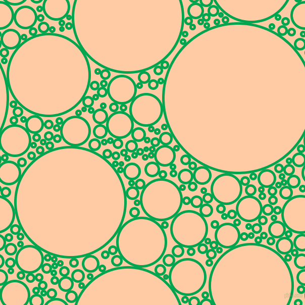 bubbles, circles, sponge, big, medium, small, 5 pixel line width, Pigment Green and Peach circles bubbles sponge soap seamless tileable