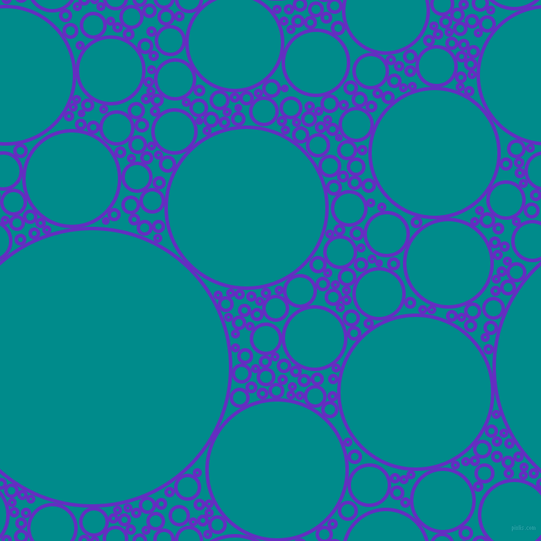 bubbles, circles, sponge, big, medium, small, 5 pixel line width, Purple Heart and Dark Cyan circles bubbles sponge soap seamless tileable