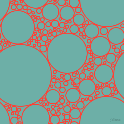 bubbles, circles, sponge, big, medium, small, 3 pixel line width, Red Orange and Tradewind circles bubbles sponge soap seamless tileable