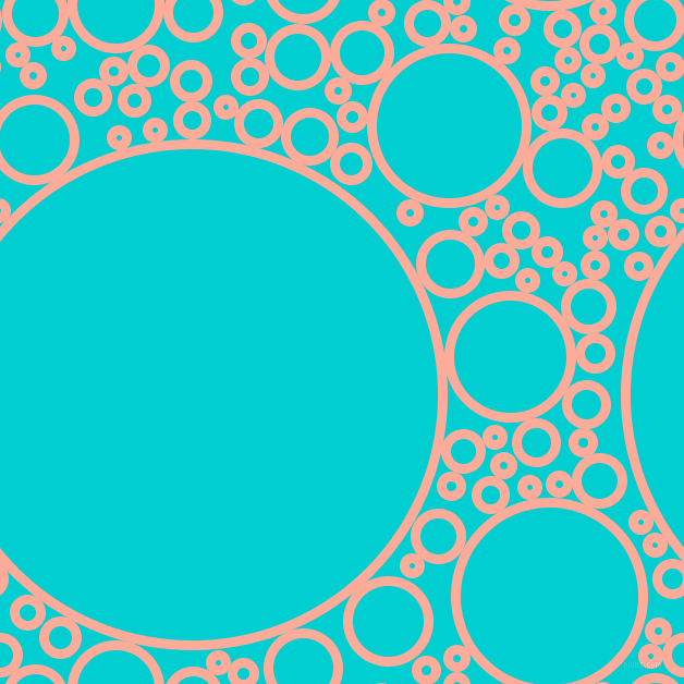 bubbles, circles, sponge, big, medium, small, 9 pixel line width, Rose Bud and Dark Turquoise circles bubbles sponge soap seamless tileable
