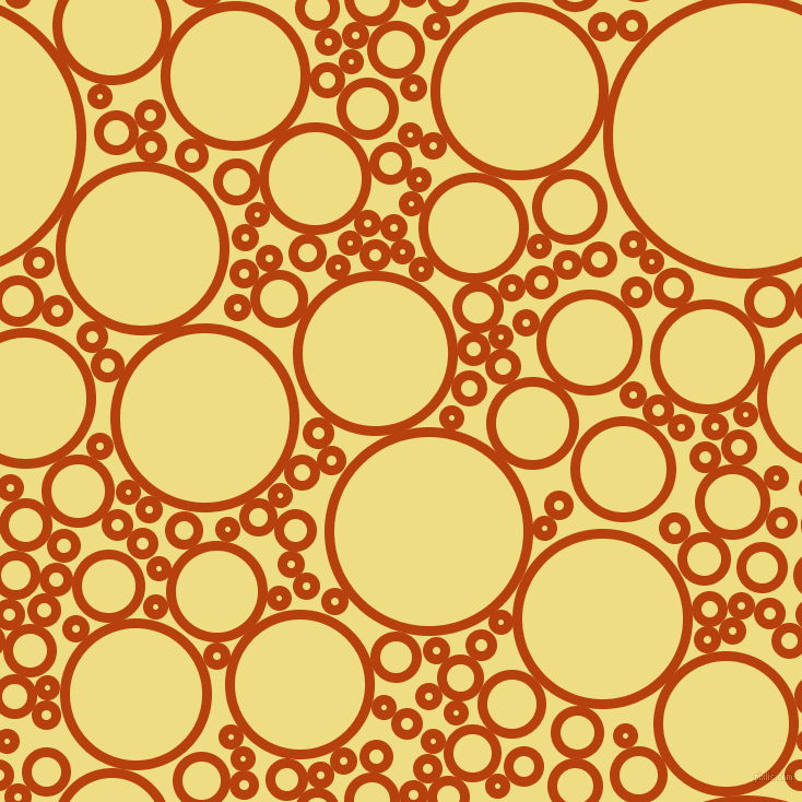 bubbles, circles, sponge, big, medium, small, 9 pixel line width, Rust and Light Goldenrod circles bubbles sponge soap seamless tileable