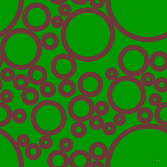 bubbles, circles, sponge, big, medium, small, 17 pixel line width, Sanguine Brown and Islamic Green circles bubbles sponge soap seamless tileable