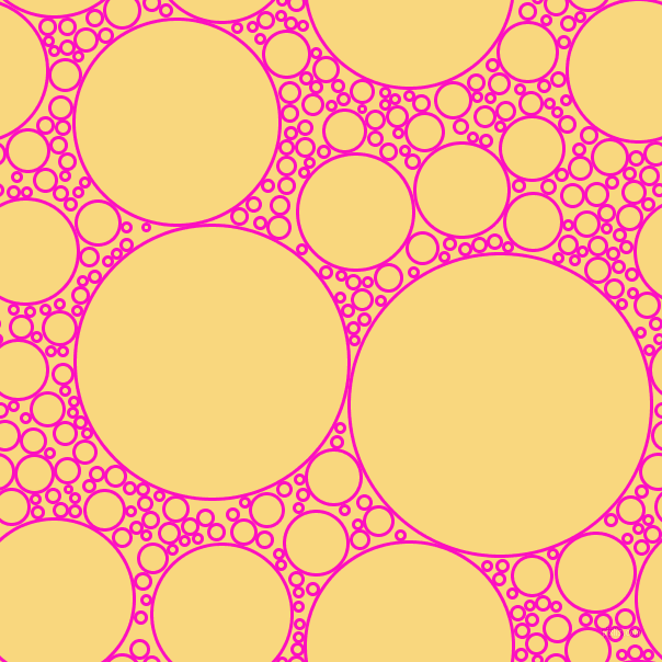 bubbles, circles, sponge, big, medium, small, 3 pixel line width, Shocking Pink and Golden Glow circles bubbles sponge soap seamless tileable