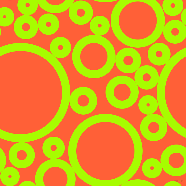 bubbles, circles, sponge, big, medium, small, 33 pixel line width, Spring Bud and Outrageous Orange circles bubbles sponge soap seamless tileable