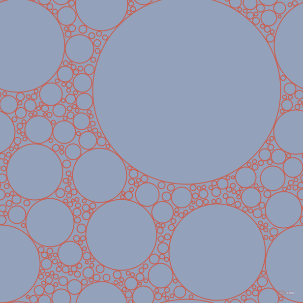 bubbles, circles, sponge, big, medium, small, 2 pixel line width, Sunglo and Rock Blue circles bubbles sponge soap seamless tileable