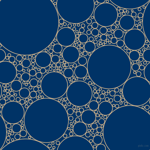 bubbles, circles, sponge, big, medium, small, 2 pixel line width, Tan and Prussian Blue circles bubbles sponge soap seamless tileable