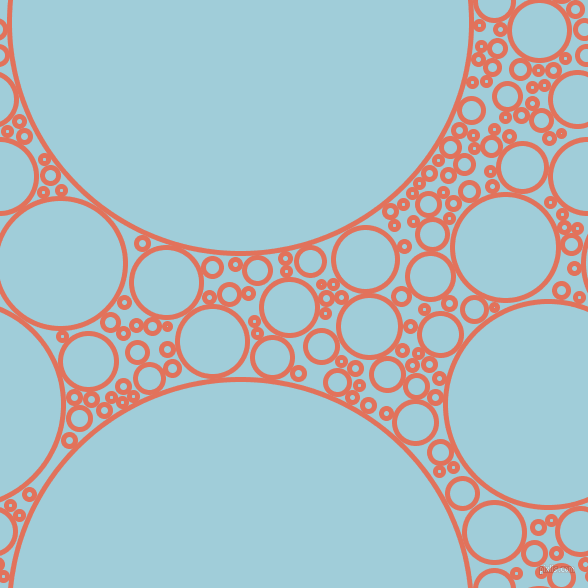 bubbles, circles, sponge, big, medium, small, 5 pixel line width, Terra Cotta and Regent St Blue circles bubbles sponge soap seamless tileable