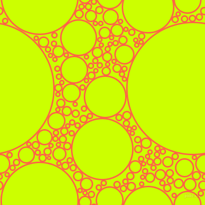 bubbles, circles, sponge, big, medium, small, 3 pixel line width, Tomato and Electric Lime circles bubbles sponge soap seamless tileable