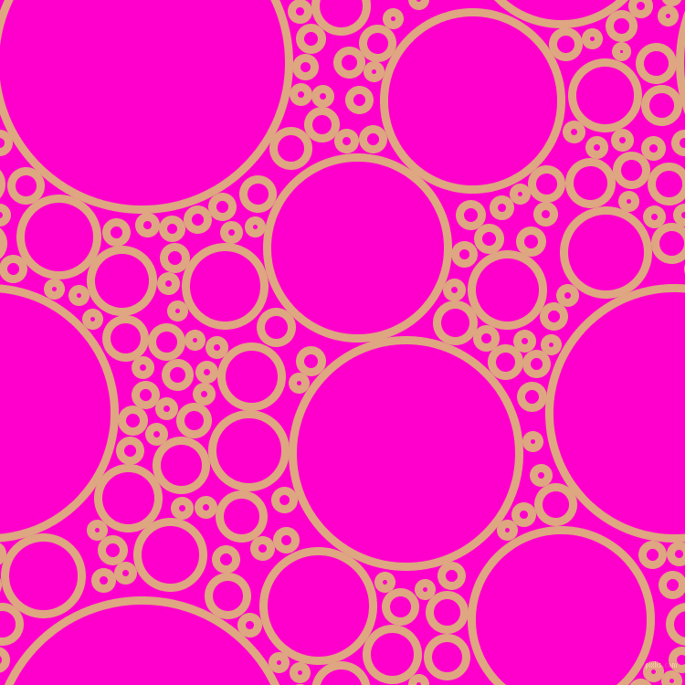 bubbles, circles, sponge, big, medium, small, 9 pixel line width, Tumbleweed and Hot Magenta circles bubbles sponge soap seamless tileable