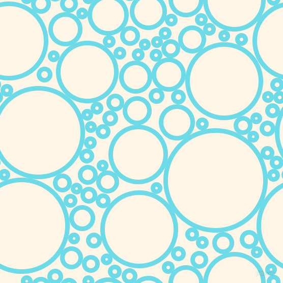 bubbles, circles, sponge, big, medium, small, 9 pixel line width, Turquoise Blue and Old Lace circles bubbles sponge soap seamless tileable