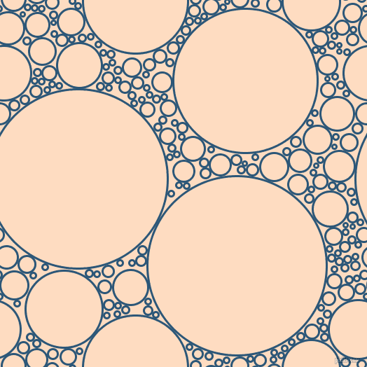 bubbles, circles, sponge, big, medium, small, 3 pixel line width, Venice Blue and Karry circles bubbles sponge soap seamless tileable