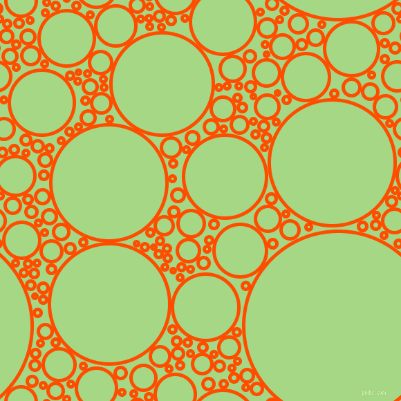 bubbles, circles, sponge, big, medium, small, 5 pixel line width, Vermilion and Feijoa circles bubbles sponge soap seamless tileable