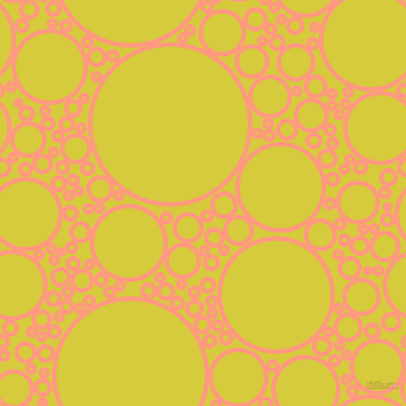 bubbles, circles, sponge, big, medium, small, 5 pixel line width, Vivid Tangerine and Wattle circles bubbles sponge soap seamless tileable