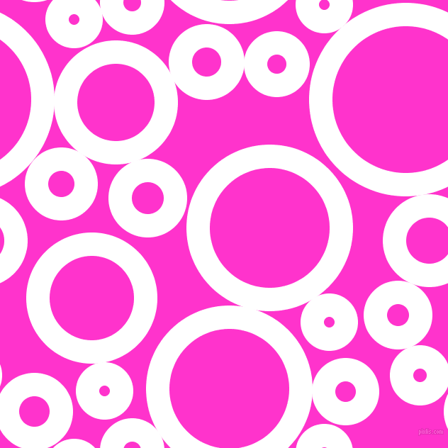 bubbles, circles, sponge, big, medium, small, 33 pixel line width, White and Razzle Dazzle Rose circles bubbles sponge soap seamless tileable