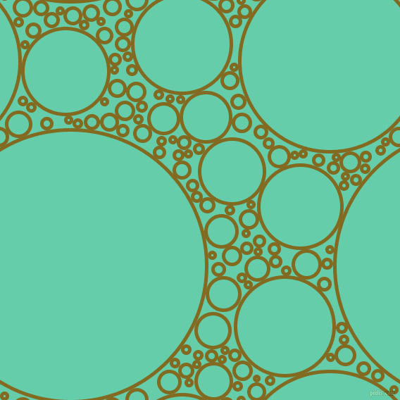 bubbles, circles, sponge, big, medium, small, 5 pixel line width, Yukon Gold and Medium Aquamarine circles bubbles sponge soap seamless tileable