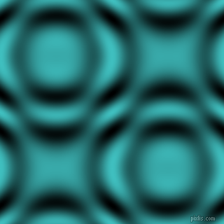Medium Turquoise and Black and White circular plasma waves seamless tileable