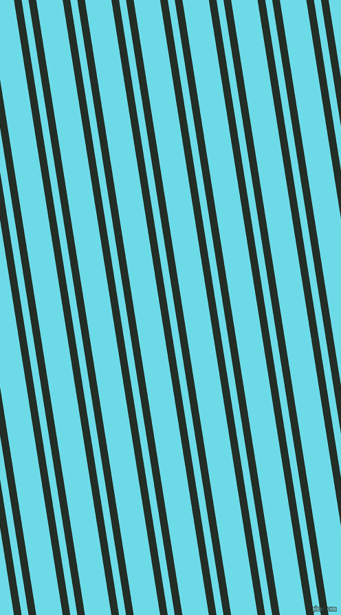 99 degree angle dual striped line, 11 pixel line width, 10 and 38 pixel line spacing, Black Bean and Turquoise Blue dual two line striped seamless tileable
