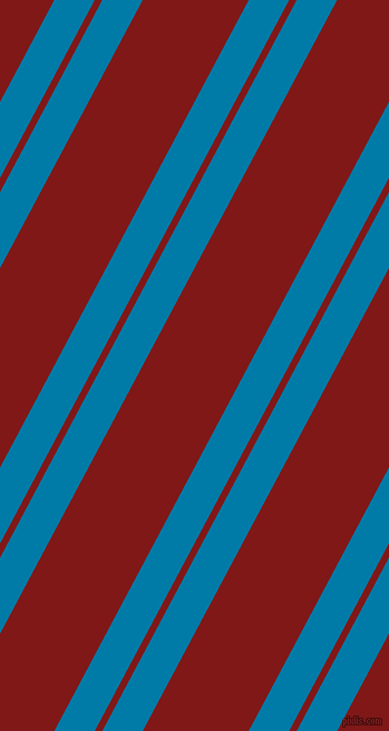 62 degree angle dual stripe lines, 32 pixel lines width, 6 and 84 pixel line spacing, Cerulean and Falu Red dual two line striped seamless tileable