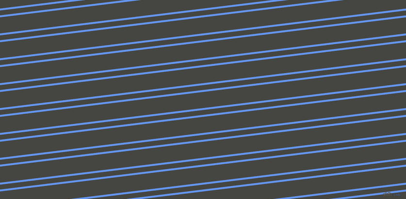 7 degree angles dual striped lines, 4 pixel lines width, 10 and 33 pixels line spacing, Cornflower Blue and Tuatara dual two line striped seamless tileable