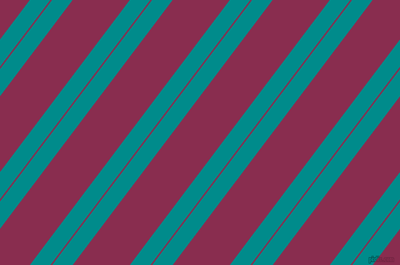 53 degree angles dual stripes line, 23 pixel line width, 2 and 64 pixels line spacing, Dark Cyan and Disco dual two line striped seamless tileable