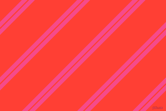 45 degree angle dual stripes line, 14 pixel line width, 4 and 103 pixel line spacing, French Rose and Red Orange dual two line striped seamless tileable