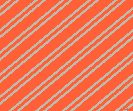 40 degree angle dual striped line, 8 pixel line width, 10 and 33 pixel line spacing, Grey Nickel and Outrageous Orange dual two line striped seamless tileable