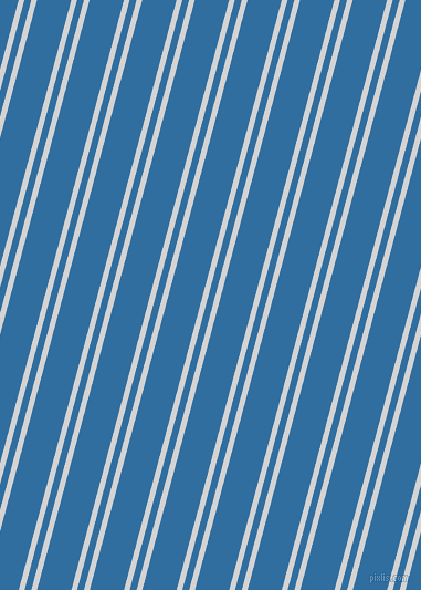 75 degree angles dual stripe lines, 5 pixel lines width, 6 and 30 pixels line spacing, Light Grey and Lochmara dual two line striped seamless tileable